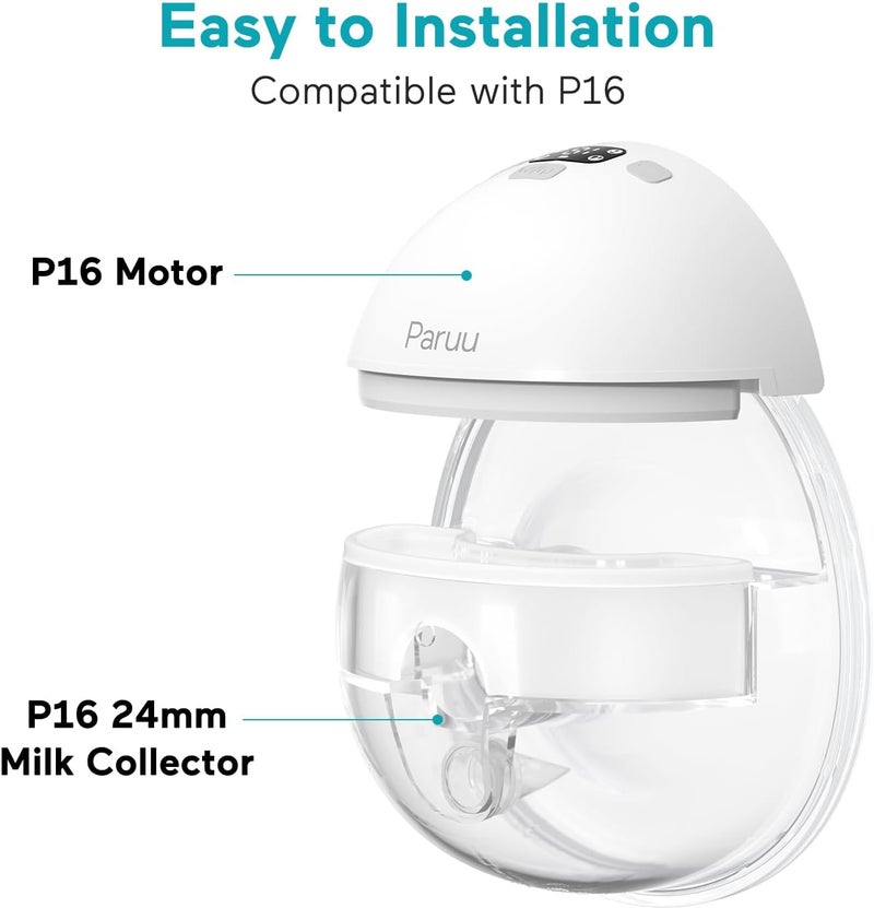 Paruu P16 Replacement Full Set Collector Cup, Only Compatible with P16 Wearable Breast Pump (150ml, 24mm Flange), Original Accessories, 1 Set - Image 4